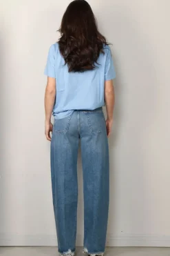 Ganni T-shirt - Basic Jersey Tiger Relaxed T-shirt - Blissful blue
