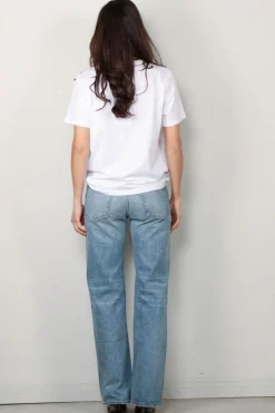 Ganni T-shirt - Basic Jersey Green Cherry Relaxed T-shirt - Bright White