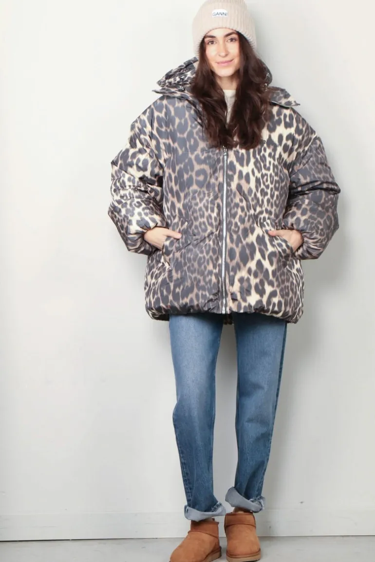 Ganni Jas - Leo Puffers Midi Jacket - Almond milk
