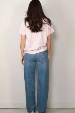 Ganni T-shirt - Basic Jersey Kittens Relaxed T-shirt - Chalk pink