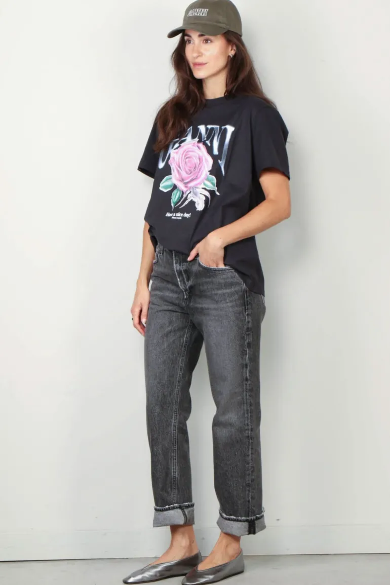 Ganni T-shirt - Basic Jersey Rose Relaxed T-shirt - Phantom