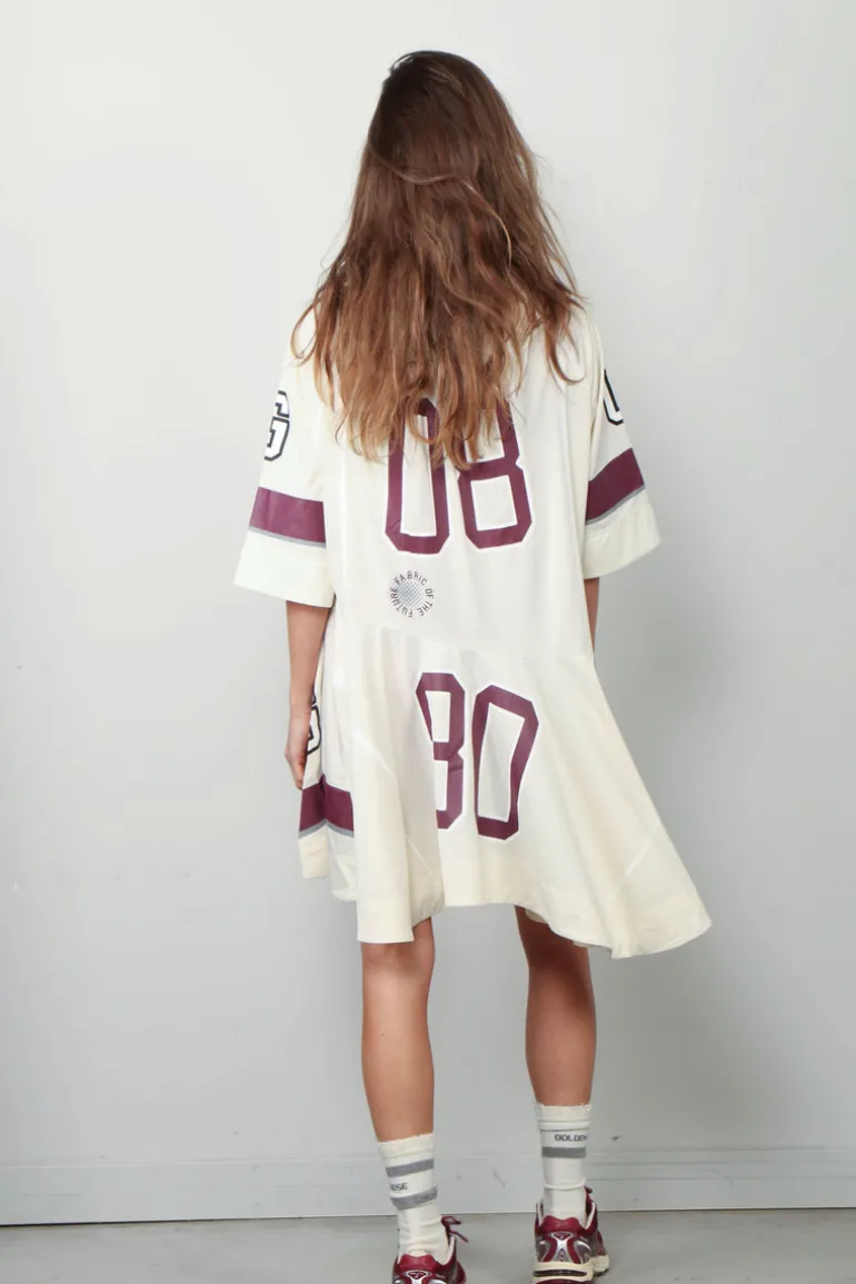 Ganni Jurk - Future Mesh Oversized Mini Dress - Antique White