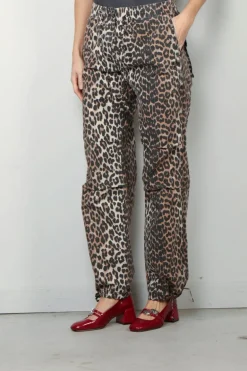 Ganni Broek - Washed Cotton Canvas Draw String Pants - Almond milk