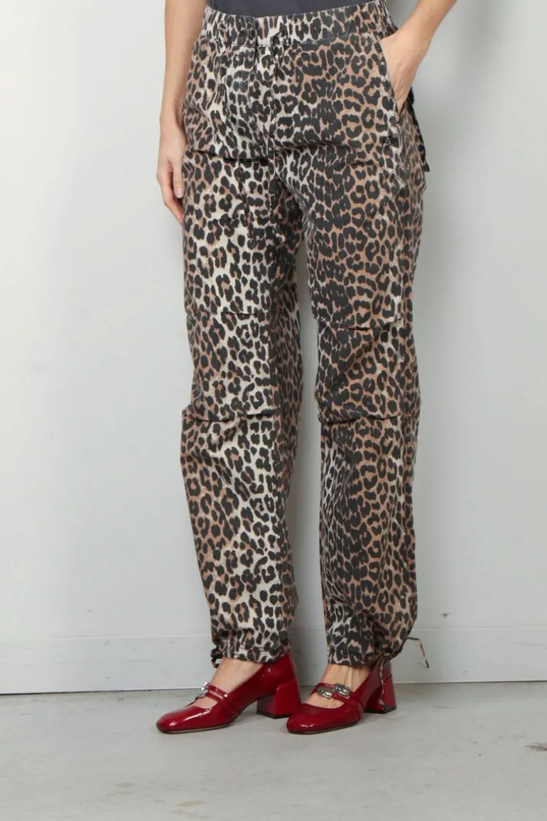 Ganni Broek - Washed Cotton Canvas Draw String Pants - Almond milk