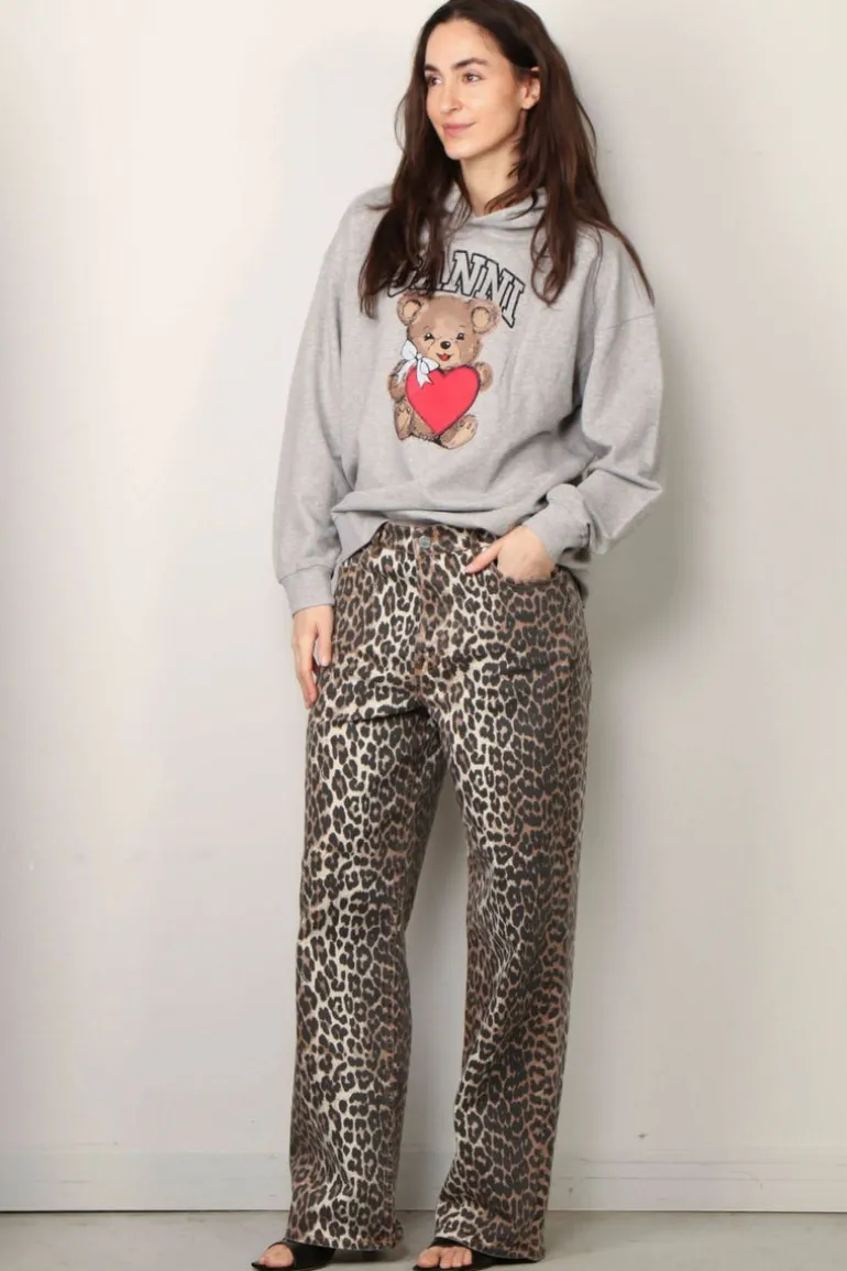 Ganni Hoodie - Isoli Bear Oversized Hoodie - Paloma melange