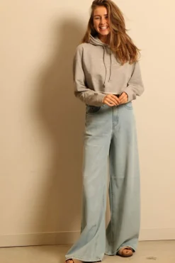 Ganni hoodie - T3567 Isoli Cropped Hoodie - Paloma Melange