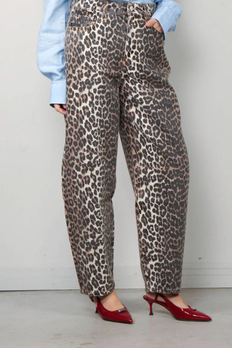 Ganni Broek - Print Denim Stary - Leopard