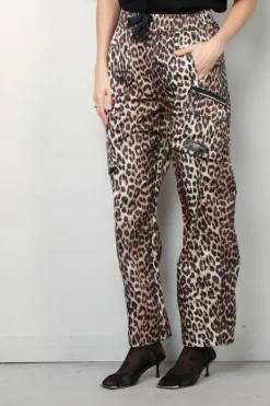 Ganni Broek - Duchesse Nylon Cargo Pants - Leopard