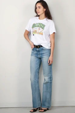 Ganni T-shirt - Basic Jersey Poppy C Relaxed T-shirt - Bright White
