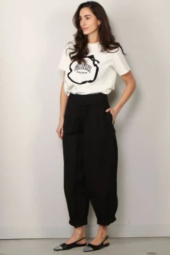 Ganni T-shirt - Heavy Cotton Bow Relaxed T-shirt - Egret