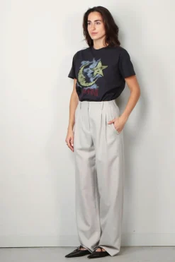 Ganni T-shirt - Basic Jersey Moonlight Relaxed T-shirt - Phantom