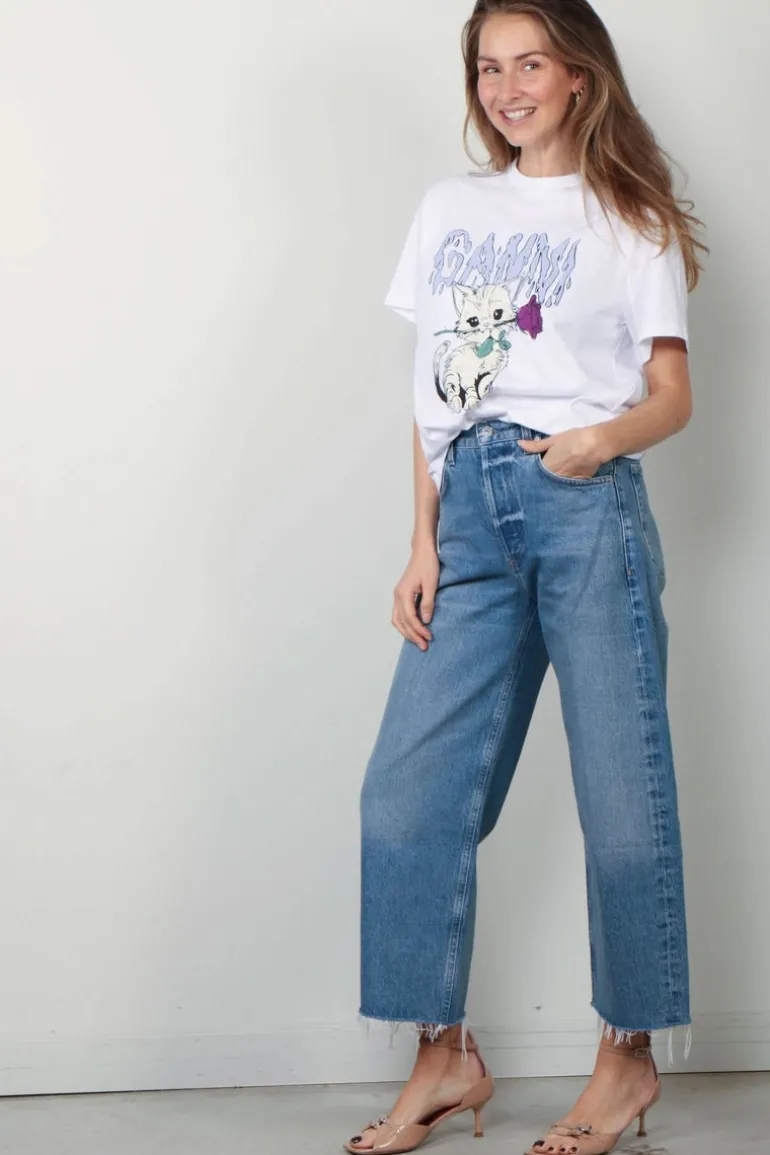 Ganni shirt - T3995 Basic Jersey Rose Cat - Bright White