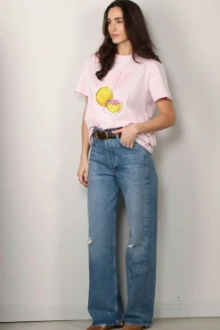 Ganni T-shirt - Basic Jersey Grapefruit Relaxed T-shirt - Chalk pink