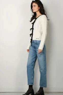 Ganni Vest - Cashmere Mix Tie String Cardigan - Egret