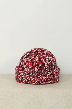 Ganni Muts - Graphic Wool Handknit Beanie - Racing red