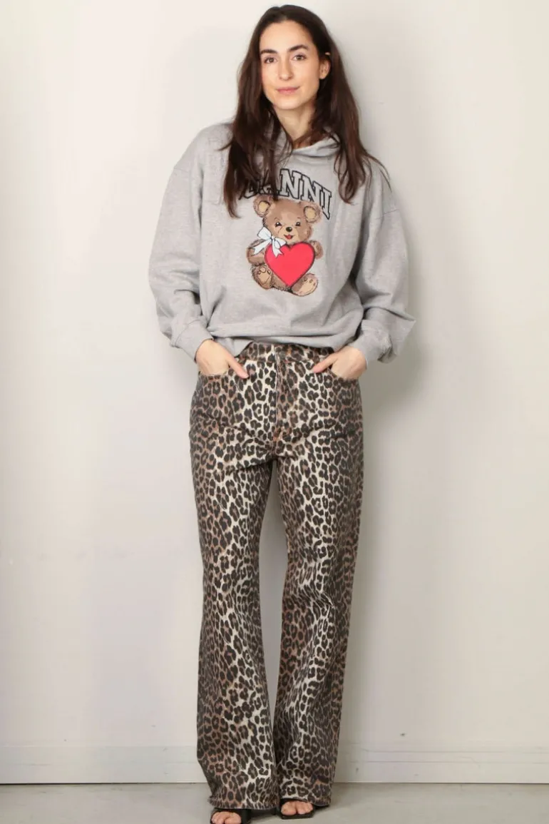 Ganni Hoodie - Isoli Bear Oversized Hoodie - Paloma melange