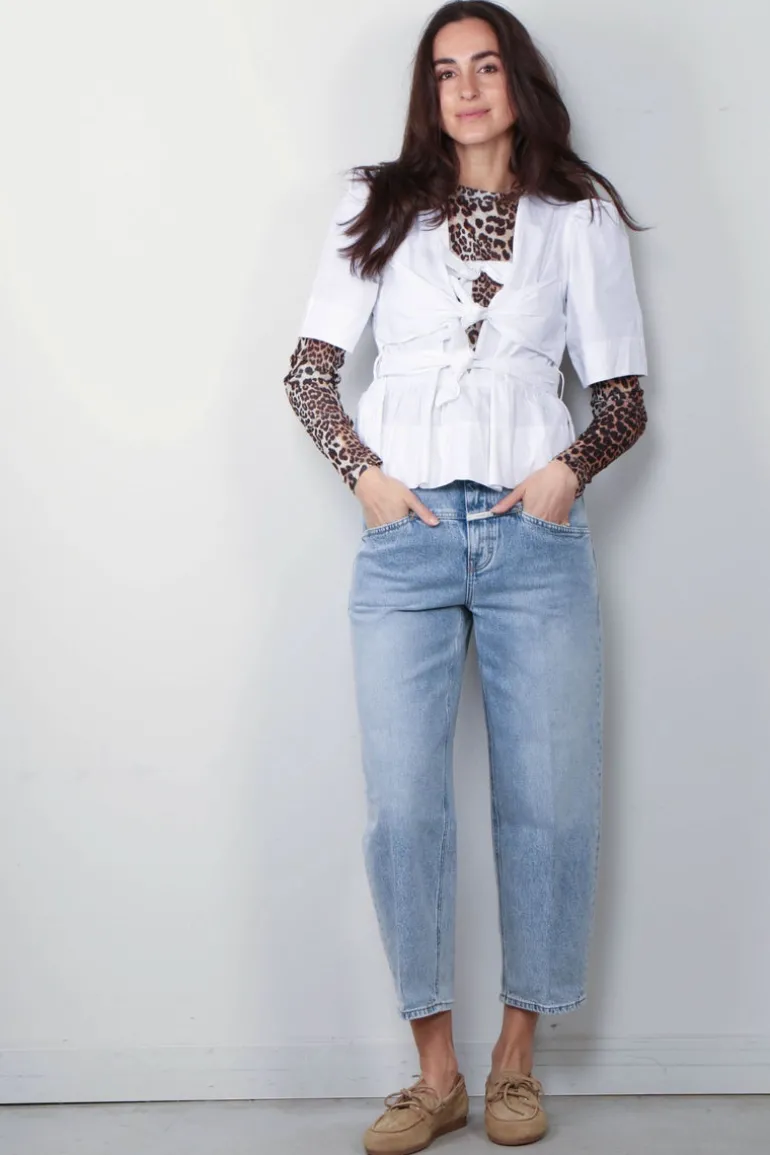 Ganni Top - Printed Marl Mesh Long Sleeve - Leopard