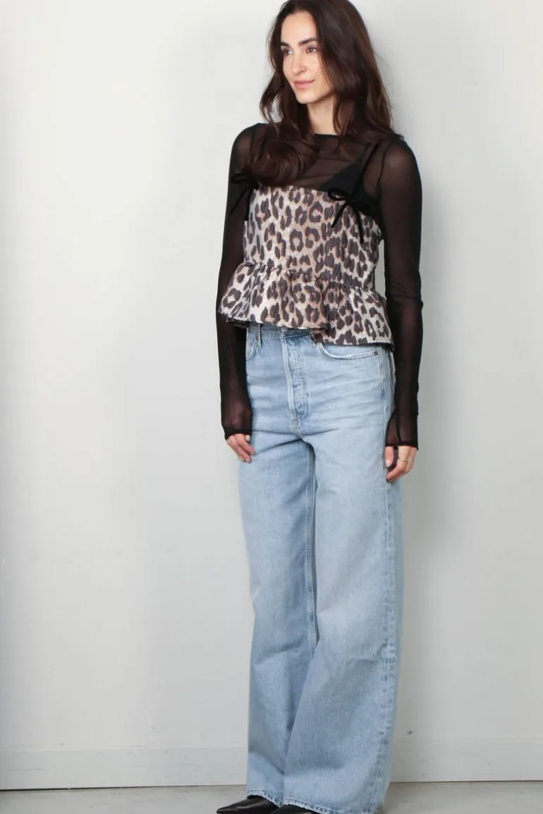 Ganni Top - 3D Jacquard top - Leopard