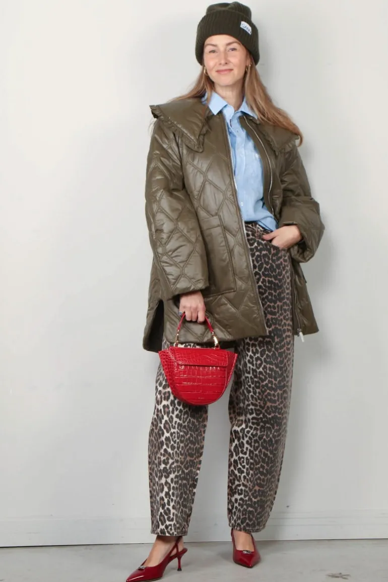 Ganni Broek - Print Denim Stary - Leopard