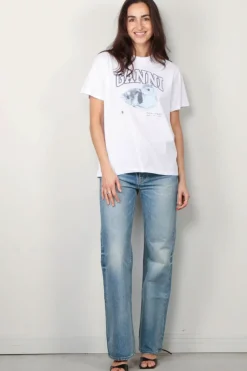 Ganni T-shirt - Basic Jersey Duckie Relaxed T-shirt - Bright White