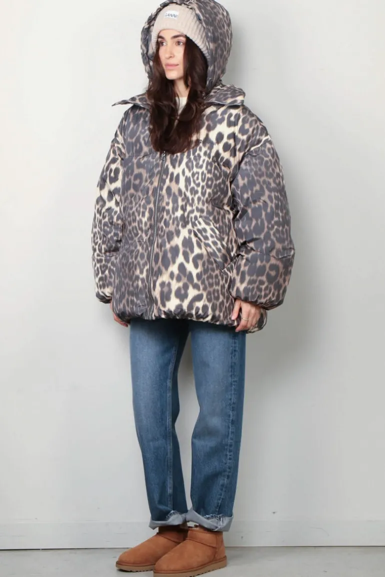 Ganni Jas - Leo Puffers Midi Jacket - Almond milk