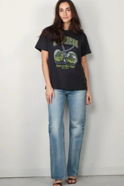 Ganni T-shirt - Basic Jersey Green Cherry Relaxed T-shirt - Phantom