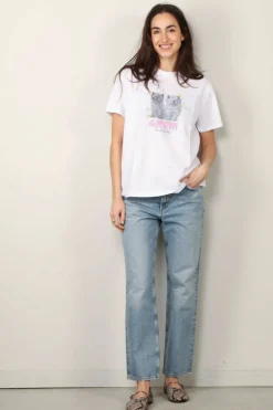 Ganni T-shirt - Basic Jersey Kittens Relaxed T-shirt - Bright white