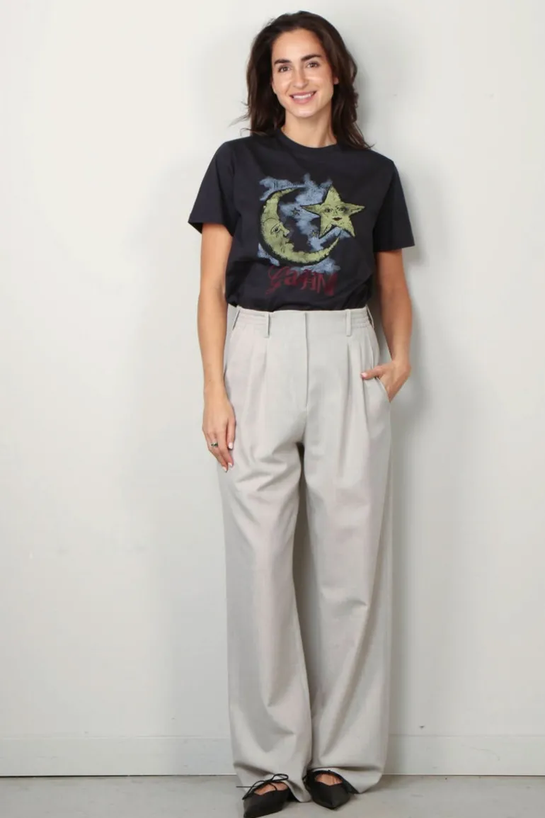 Ganni T-shirt - Basic Jersey Moonlight Relaxed T-shirt - Phantom