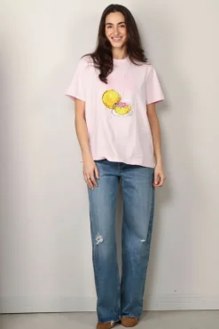 Ganni T-shirt - Basic Jersey Grapefruit Relaxed T-shirt - Chalk pink