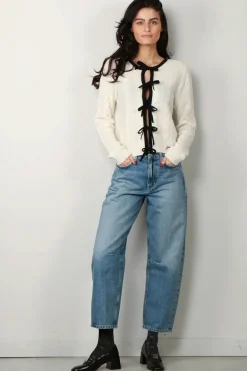 Ganni Vest - Cashmere Mix Tie String Cardigan - Egret
