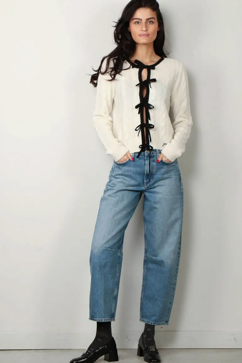 Ganni Vest - Cashmere Mix Tie String Cardigan - Egret