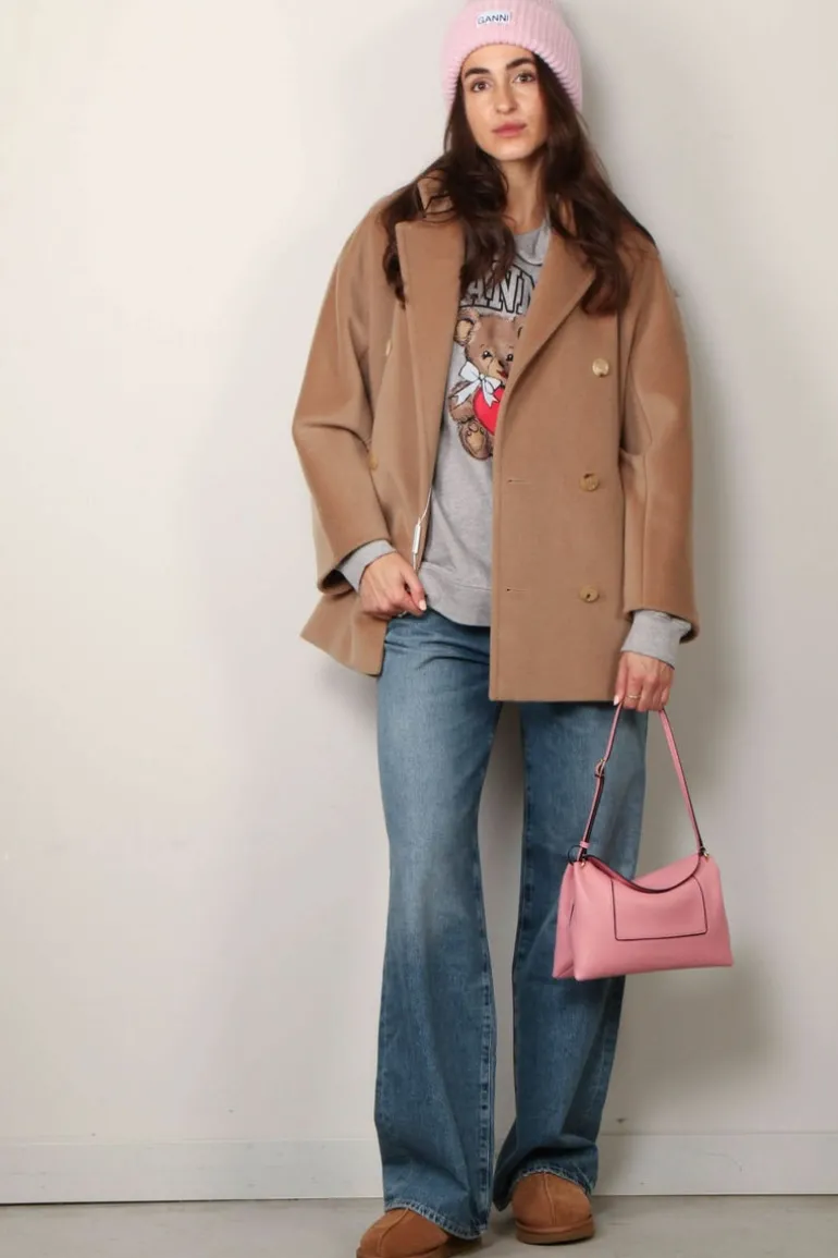 Ganni Hoodie - Isoli Bear Oversized Hoodie - Paloma melange