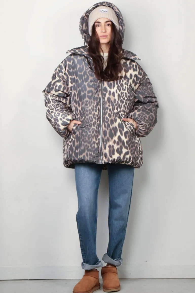 Ganni Jas - Leo Puffers Midi Jacket - Almond milk