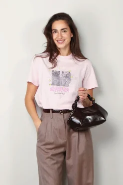 Ganni T-shirt - Basic Jersey Kittens Relaxed T-shirt - Chalk pink