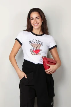Ganni T-shirt - Basic Jersey Bear Small T-shirt - Bright White