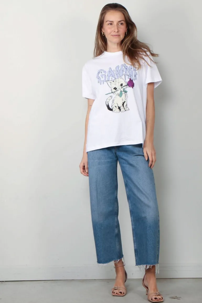 Ganni shirt - T3995 Basic Jersey Rose Cat - Bright White