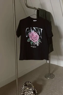 Ganni T-shirt - Basic Jersey Rose Relaxed T-shirt - Phantom