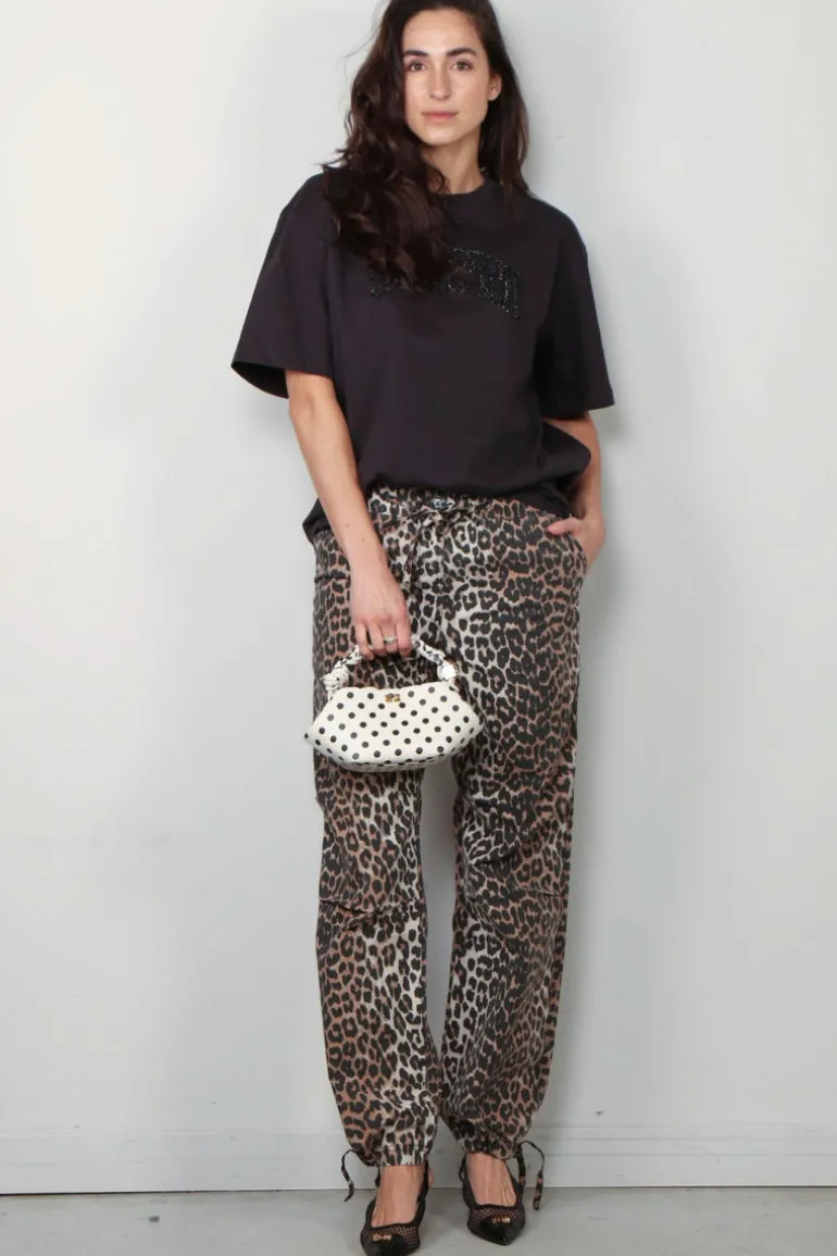Ganni Broek - Washed Cotton Canvas Draw String Pants - Almond milk