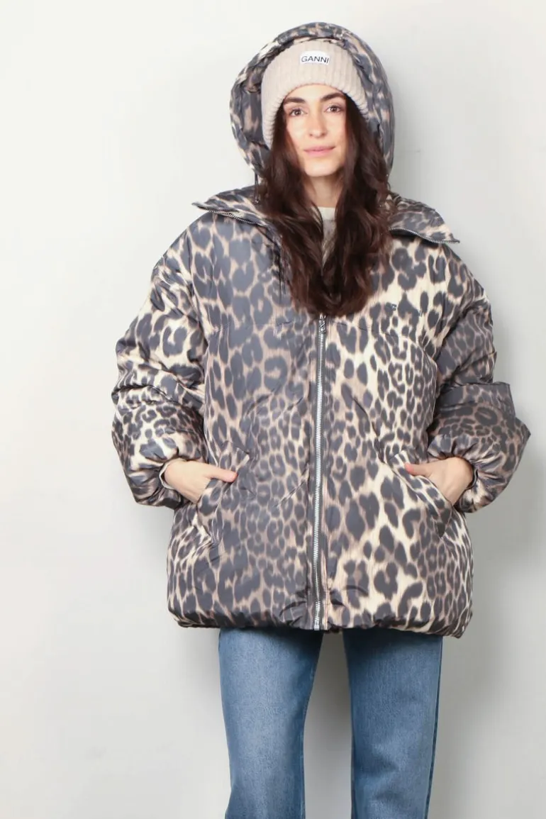 Ganni Jas - Leo Puffers Midi Jacket - Almond milk