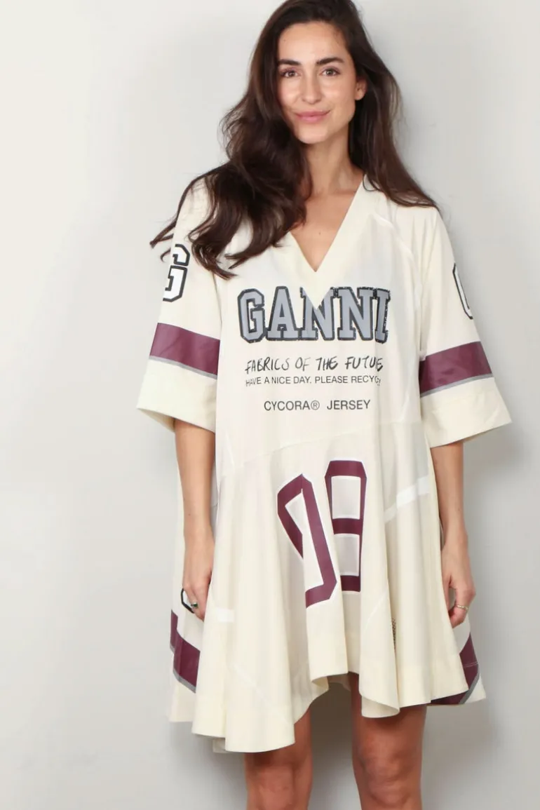 Ganni Jurk - Future Mesh Oversized Mini Dress - Antique White