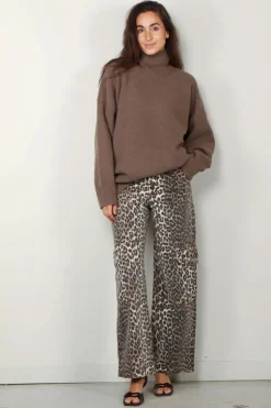 Ganni Broek - Print Denim Angi -  Leopard