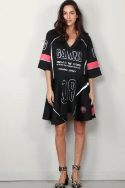 Ganni Jurk - Future Mesh Oversized Mini Dress - Black