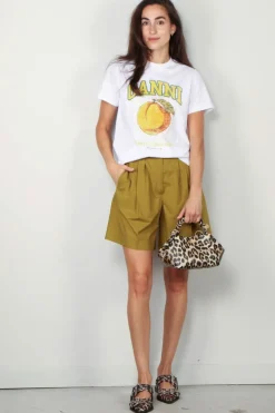 Ganni T-shirt - Basic Jersey Peach Relaxed T-shirt  -  Bright white