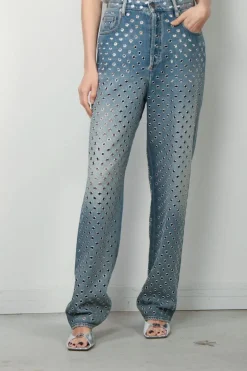 Golden Goose Jeans - Pant Kim Sand Wash All Over Eyelet - Blue