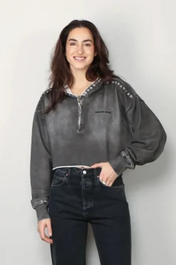 Golden Goose Hoodie - Zipped Hoodie Sprayed Effect - Dark Anthracite