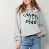 Golden Goose Hoodie - Ribbed Side Fleece Vintage Printed - Grey Melange / Black / Jelly Bean