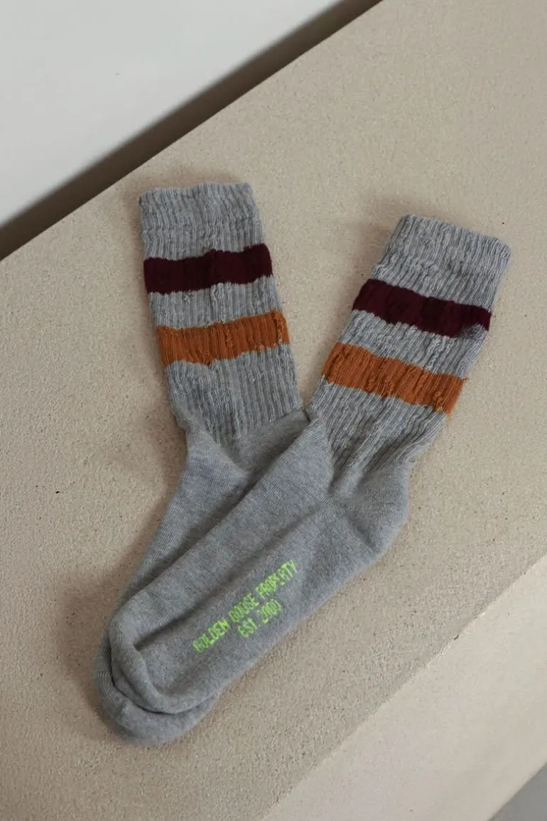 Golden Goose Sokken - Socks High Rib - Melange Grey / Orange / Red / Yellow Fluo