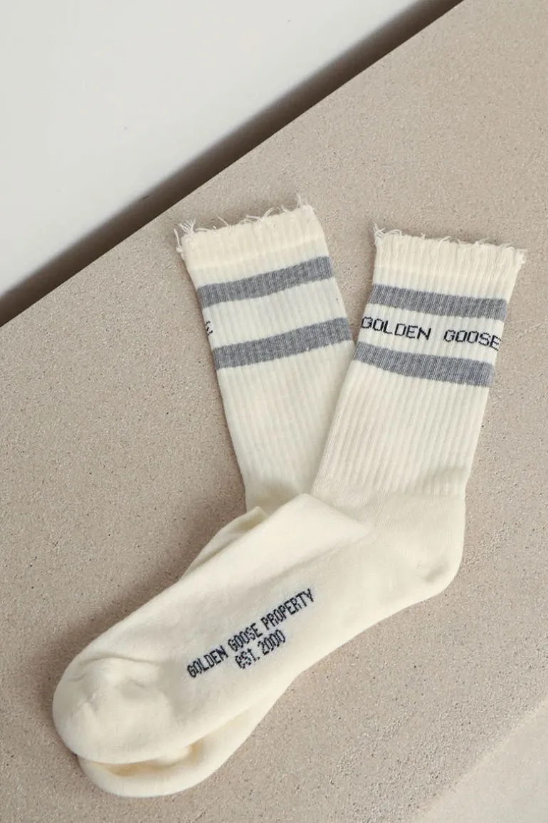 Golden Goose Sokken - Socks High Rib - Heritage White / Melange Grey / Blue Navy