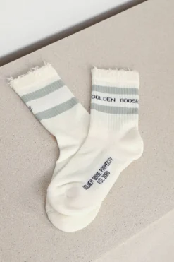 Golden Goose Sokken - Socks High Rib - Heritage White / Desert Sage / Black