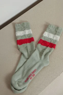 Golden Goose Sokken - Socks High Rib - Desert Sage / Heritage White / Haute Red
